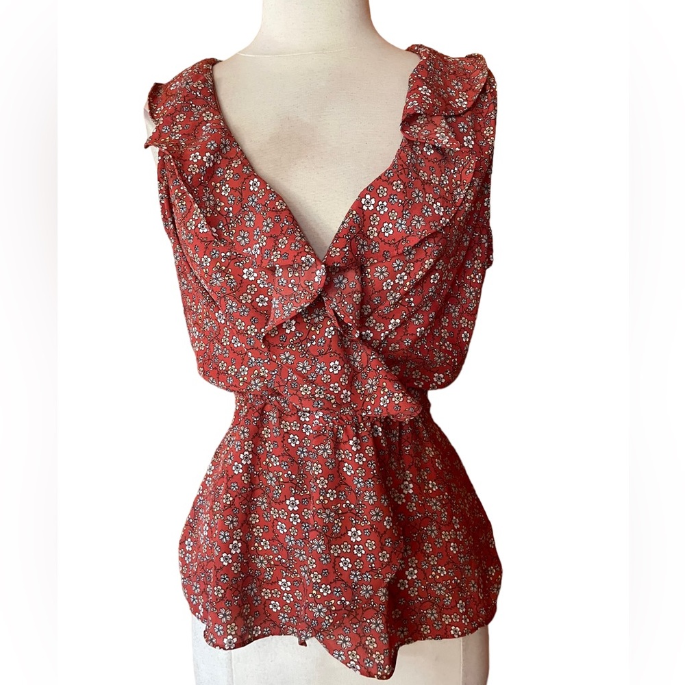 Max Studio‎ Floral, Back Tie, Sleeveless Blouse